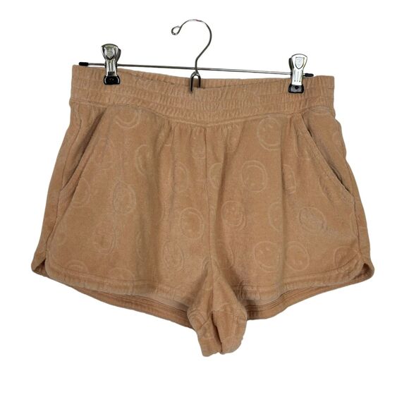 Offline by Aerie Summer Lights Tan Smiley Face Terrycloth Shorts Women's Small - Picture 3 of 7